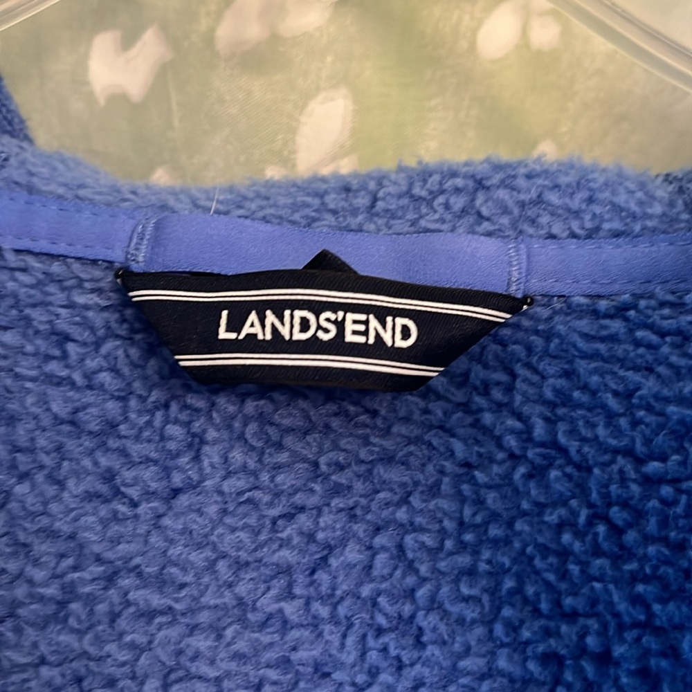 Lands End blue hooded sweatshirt with double zipper size 2X - Picture 4 of 8